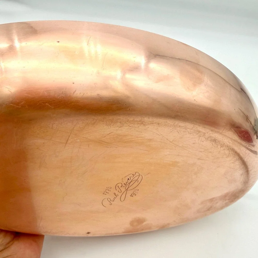 Paul Revere Home Au Gratin Pan 12 in Copper Bicentennial Gold-Tone Two Handles
